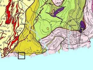 Mapa de la geología de la costa de Connecticut