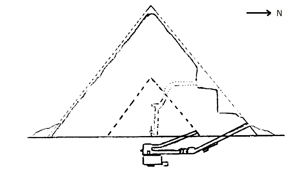 Galerías y estructura interna de la pirámide de Micerinos.