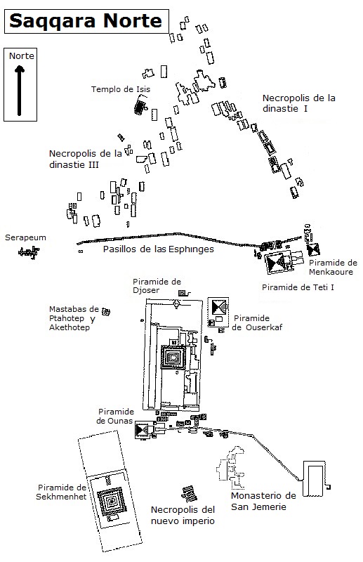 Mapa de Saqqara Norte (Haga clic para ampliar)