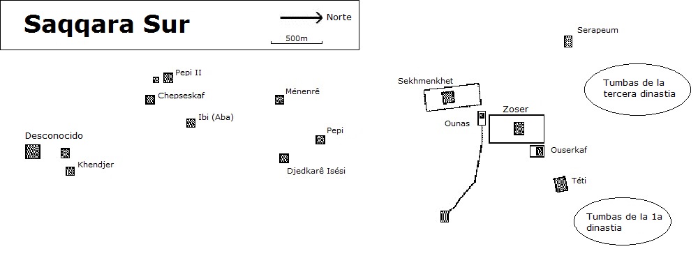 Mapa de Saqqara Sur (Haga clic para ampliar)