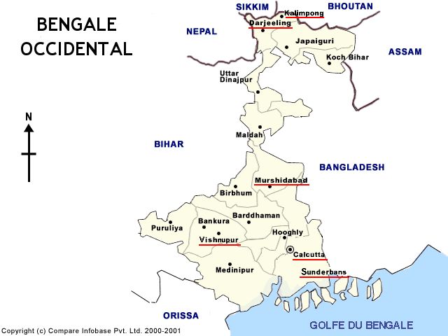 Mapa de la provincia de Bengala Occidental