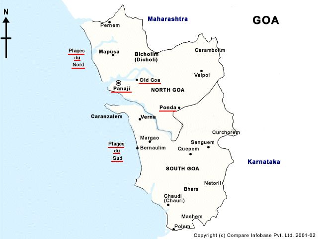 Mapa de la provincia de Goa