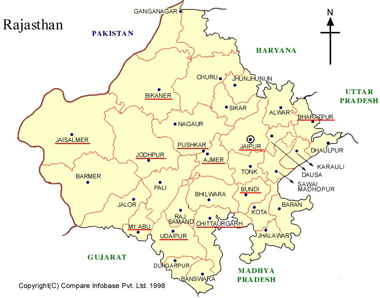 Mapa de Rajastán
