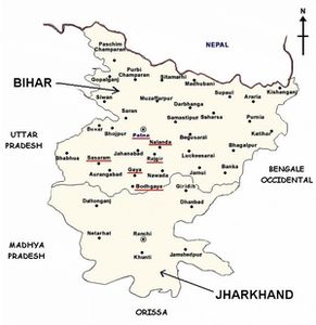 Mapa de Bihar y Jharkhand.