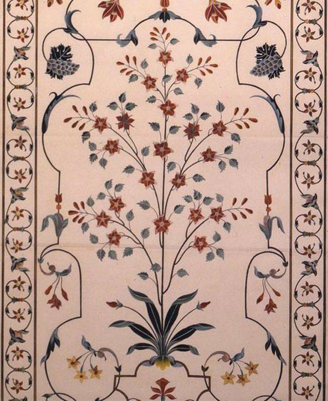 Decoraciones florales del cenotafio de Mumtaz Mahal
