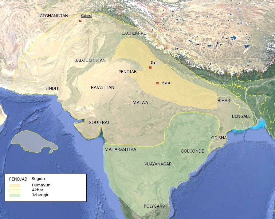 Mapa del imperio mogol