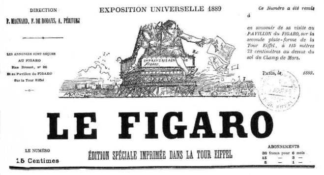 El Fígaro del 7 de agosto de 1889, impreso en la Torre Eiffel